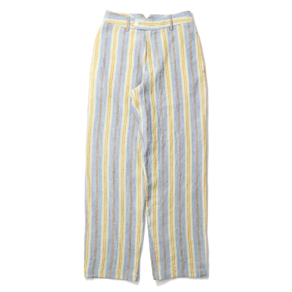 Nicholas Daley Linen Striped Trousers in Blue/Mustard, Size 34 NEW w/Tag $650